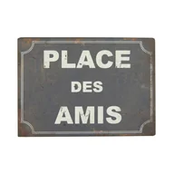 Dekoracje domu - Tabliczka z blachy Antic Line Place Des Amis - miniaturka - grafika 1