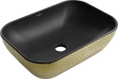 Umywalki - Mexen Rita umywalka nablatowa 45 x 32 cm, czarna mat/złota wzór łuski - 21084578 - miniaturka - grafika 1
