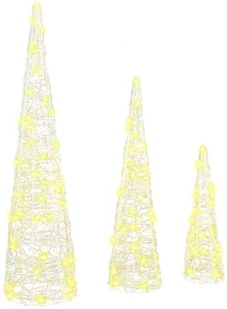 vidaXL Choinka 3 pcs Ciepła biel 20 x 20 x 80 cm Akryl - Ozdoby bożonarodzeniowe - miniaturka - grafika 1