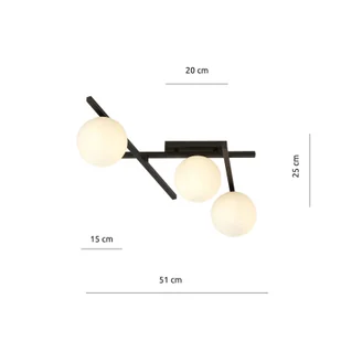 Emibig Lighting czarny krótki żyrandol białe klosze SMART 3 BLACK/OPAL 1103/3 nowoczesna lampa sufitowa czarno-biała do sufitu 1103/3 - Lampy sufitowe - miniaturka - grafika 6