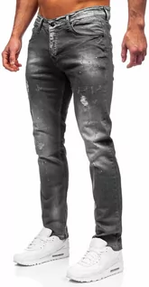 Spodnie męskie - Czarne spodnie jeansowe męskie regular fit Denley 4006 - grafika 1