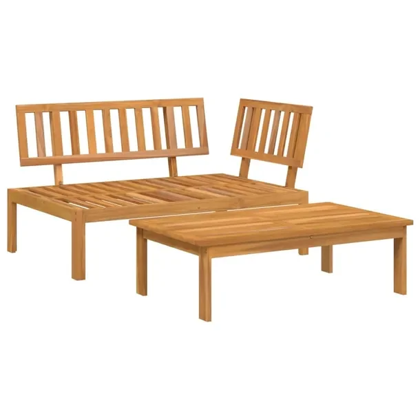 Zestaw wypoczynkowy z drewna akacjowego: stół 100x60x30 cm, sofa 133x92x6