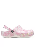 Buty dla dziewczynek - Crocs Klapki Classic Duke Print Clog K 210007 Różowy - miniaturka - grafika 1