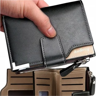 Portfel skóra na suwak Męski Skórzany pionowy czarny elegancki ochrona kart - Portfele Portfel skóra na suwak Męski Skórzany pionowy czarny elegancki ochrona kart - Portfele - miniaturka - grafika 1