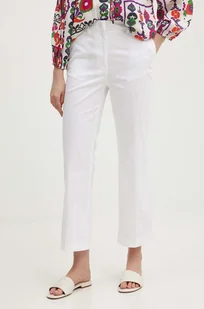 Sisley spodnie damskie kolor biały fason cygaretki high waist - Spodnie damskie - miniaturka - grafika 1