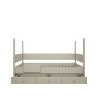 Łóżka dla dzieci i młodzieży - Łóżko retro Babushka oliwka z wysokimi słupkami 90x200 - miniaturka - grafika 1