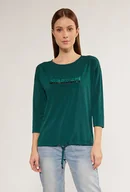 Koszulki i topy damskie - T-shirt damski z cekinowym napisem - Monnari - miniaturka - grafika 1