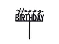 Ciasta i półprodukty do ciast - Topper z pleksi na tort Happy Birthday czarny - 1 szt. - miniaturka - grafika 1