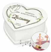 Pamiątka Pierwszej Komunii Świętej - Szkatułka na biżuterię w kształcie serca z pozytywką i nadrukiem dla - miniaturka - grafika 1