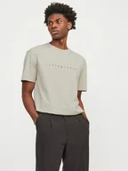 Koszulki męskie - Jack & Jones Koszulka w kolorze beżowym - miniaturka - grafika 1