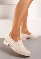 Mokasyny damskie - Beżowe Eleganckie Mokasyny z Ekozamszu Wiallara - miniaturka - grafika 1