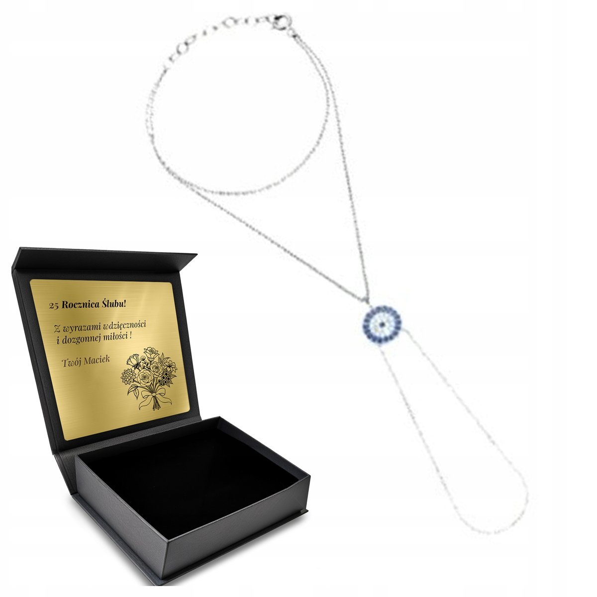 Bransoletka Srebrna Slave Z Okiem Proroka Talizman Ochronny + Grawer