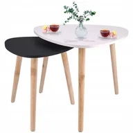 Ławy i stoliki kawowe - Zestaw stolików kawowych, 2 sztuki, skandynawskie, biały, szary - miniaturka - grafika 1