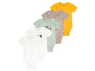lupilu® Body niemowlęce z biobawełny, 5 sztuk (74/80, Miętowy/ biały/ żółty/ beżowy) - Body dla niemowląt - miniaturka - grafika 1