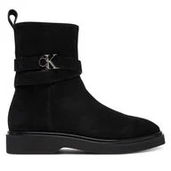 Botki damskie - Botki Calvin Klein Ankle Boot W/ Metal Logo Sue HW0HW02664 Czarny - miniaturka - grafika 1