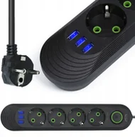 Listwy zasilające - Listwa zasilająca Interlook LH-F04U-BLACK 7 gniazd 3 m czarny 5903726628624 - miniaturka - grafika 1