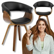 Krzesła - Krzesło Tapicerowane Modne Drewna Giętego Loft Ekoskóra Czarne Orzech Ohio - miniaturka - grafika 1