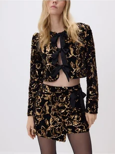 Reserved - Cekinowa marynarka z kokardami - czarny - Marynarki i żakiety damskie - miniaturka - grafika 1