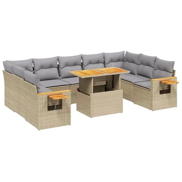 Beżowy zestaw wypoczynkowy z rattanu PE, wymiary: 55x62x69 cm, 62x62x69 cm