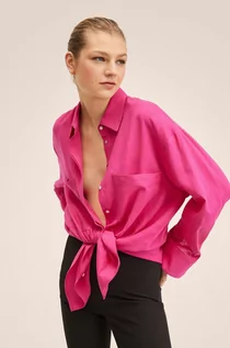 Koszule damskie - Mango koszula Work damska kolor różowy relaxed z kołnierzykiem klasycznym - grafika 1