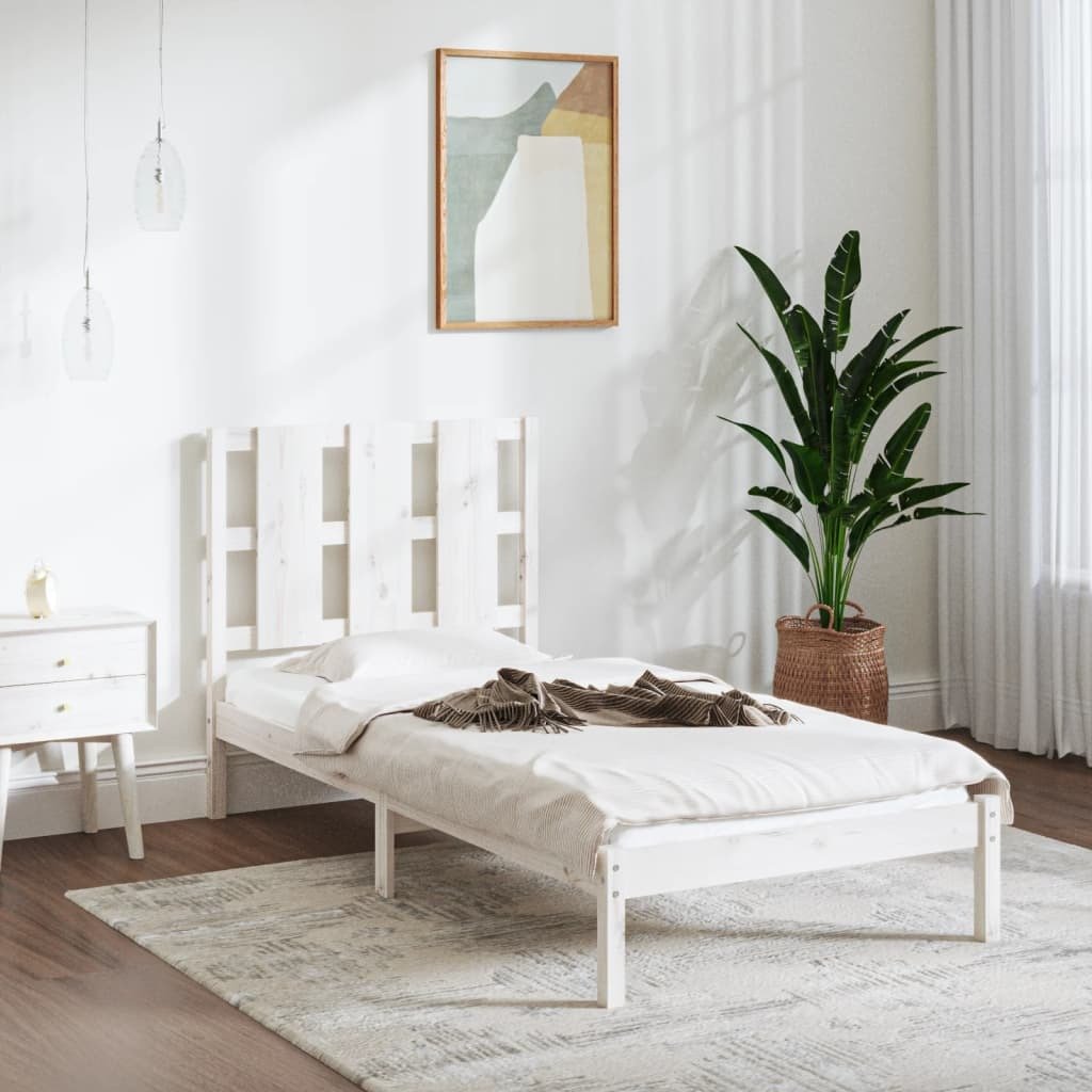 Łóżko z litego drewna sosna biała 100x200 cm