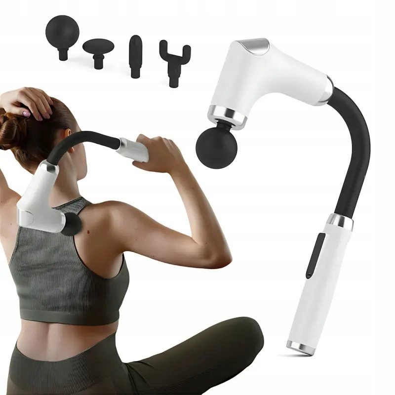 PISTOLET DO MASAŻU CIAŁA MOCNY MASAŻER DO PLECÓW SZYI + ZESTAW GŁOWIC