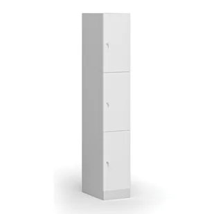 Szafka ubraniowa ze schowkami, 3 schowki, 1850 x 300 x 500 mm, zamek cylindryczny, drzwi laminowane, biała - Szafki biurowe - miniaturka - grafika 1
