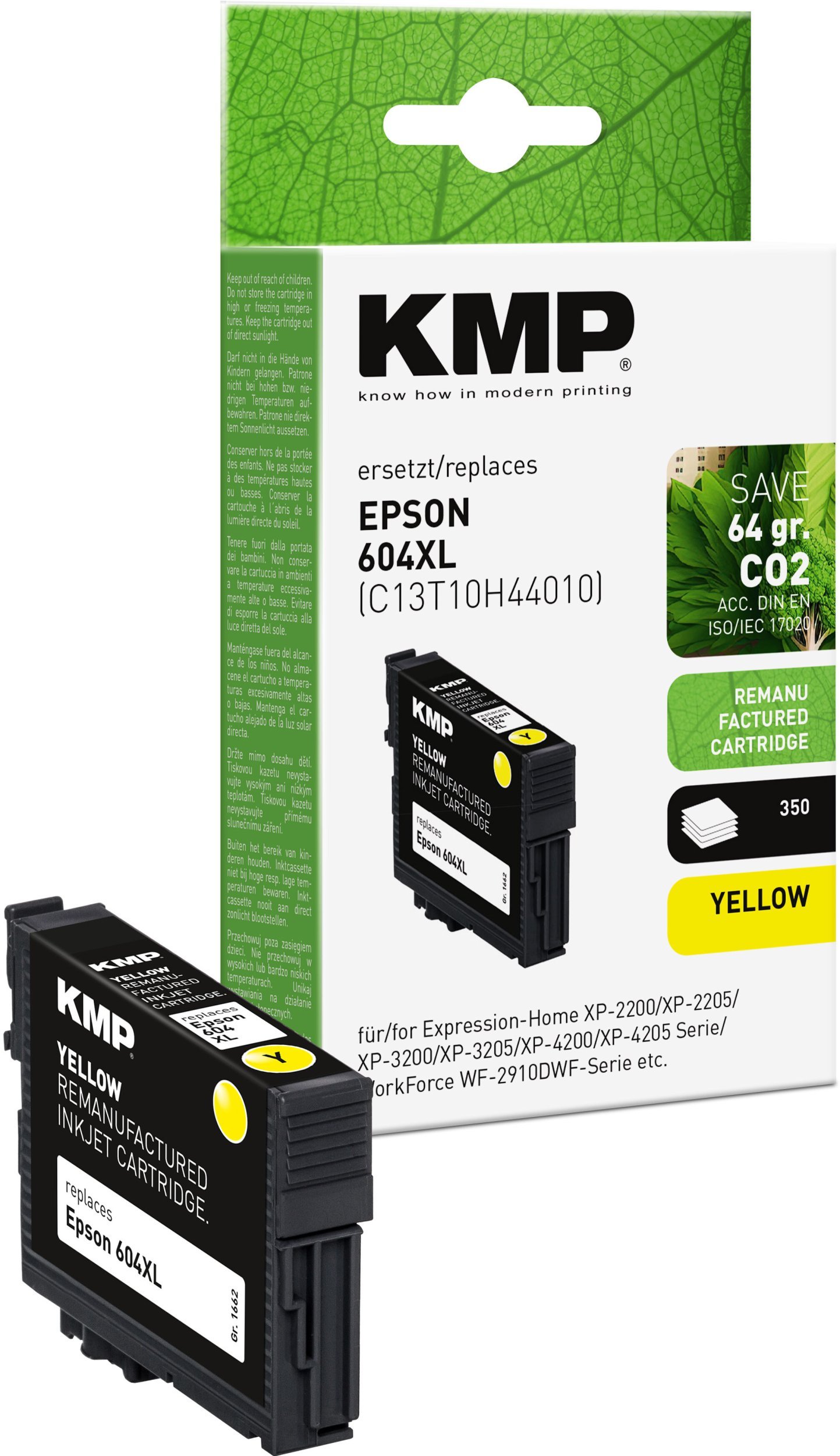Tusz KMP Printtechnik AG KMP kartridż Epson 604XL T10H4 yellow 350 S. 5ml remanufactured 1662,4009