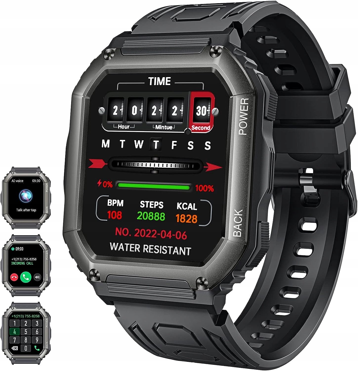 Smartwatch Zegarek Męski Fitness Tracker 2 Różne Paski 1.8 Cal Ekran Zngzex