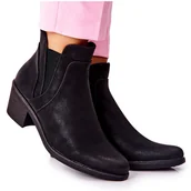 Botki damskie - Botki Na Obcasie Sergio Leone BT620 Czarne - miniaturka - grafika 1