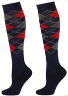 Skarpetki jeździeckie - HARRY''S HORSE Podkolanówki jeździeckie CHECK navy-grey-red - miniaturka - grafika 1