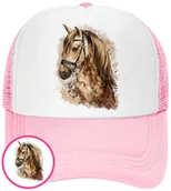 Czapki i chusty sportowe męskie - CZAPKA Z DASZKIEM KONIE KOŃ DLA DZIECI SIATKA RÓŻOWA BEJSBOLÓWKA - miniaturka - grafika 1