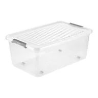 Pudła i pojemniki do przechowywania - Pojemnik Leo clipbox na kółkach 37 l transparentny - miniaturka - grafika 1