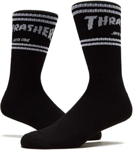 skarpety męskie SANTA CRUZ (THRASHER) STRIP CREW SOCKS Black - Skarpetki damskie - miniaturka - grafika 1