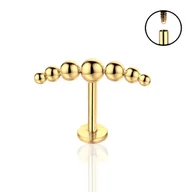 Kolczyki - Kolczyk PIERCING labret złoty siedem kuleczek LOBE Helix TYTAN Conch 1,2/6 - miniaturka - grafika 1