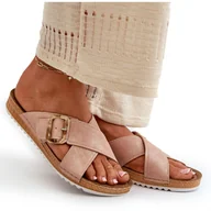 Klapki i japonki damskie - Wygodne Klapki Damskie Z Klamrą Inblu VO000012 Jasnoróżowe - miniaturka - grafika 1