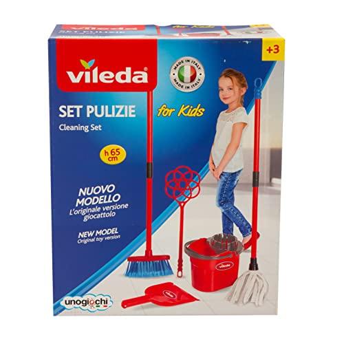 Grandi Giochi Zestaw do czyszczenia Vileda for Kids, oryginalna wersja zabawkowa z miotłą, szufelką, bijakiem, wiadrem i mopem, IAM01100