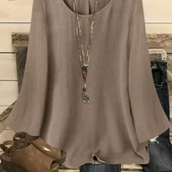 Koszule damskie - TEMU Damska Casual Koszula w Jednolitym Kolorze na Wakacje, Bez Dodatków - miniaturka - grafika 1