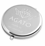 Lusterka do makijażu - Lusterko okrągłe srebrne z grawerem diament dla niej na imieniny - miniaturka - grafika 1