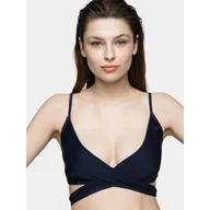 Stroje kąpielowe - 4F Kostium damski kąpielowy góra od bikini H4L21KOS003G-31S Granatowy Roz. L-XL - miniaturka - grafika 1