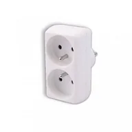 Przedłużacze i rozgałęźniki - Rozgałęźnik 2 gniazda z uziemieniem okrągłe biały - miniaturka - grafika 1