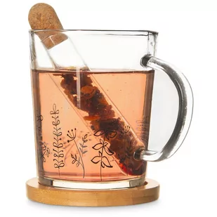 Orion Kubek Szklany Z Zaparzaczem I Podstawką Bambusową Rośliny Zestaw 3 El. 400 Ml - Kubki - miniaturka - grafika 1