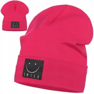 Czapki damskie - RÓŻOWA CZAPKA DZIECIĘCA CHŁOPCA DZIEWCZYNKI BAWEŁNIANA JESIENNA 46-50 - miniaturka - grafika 1