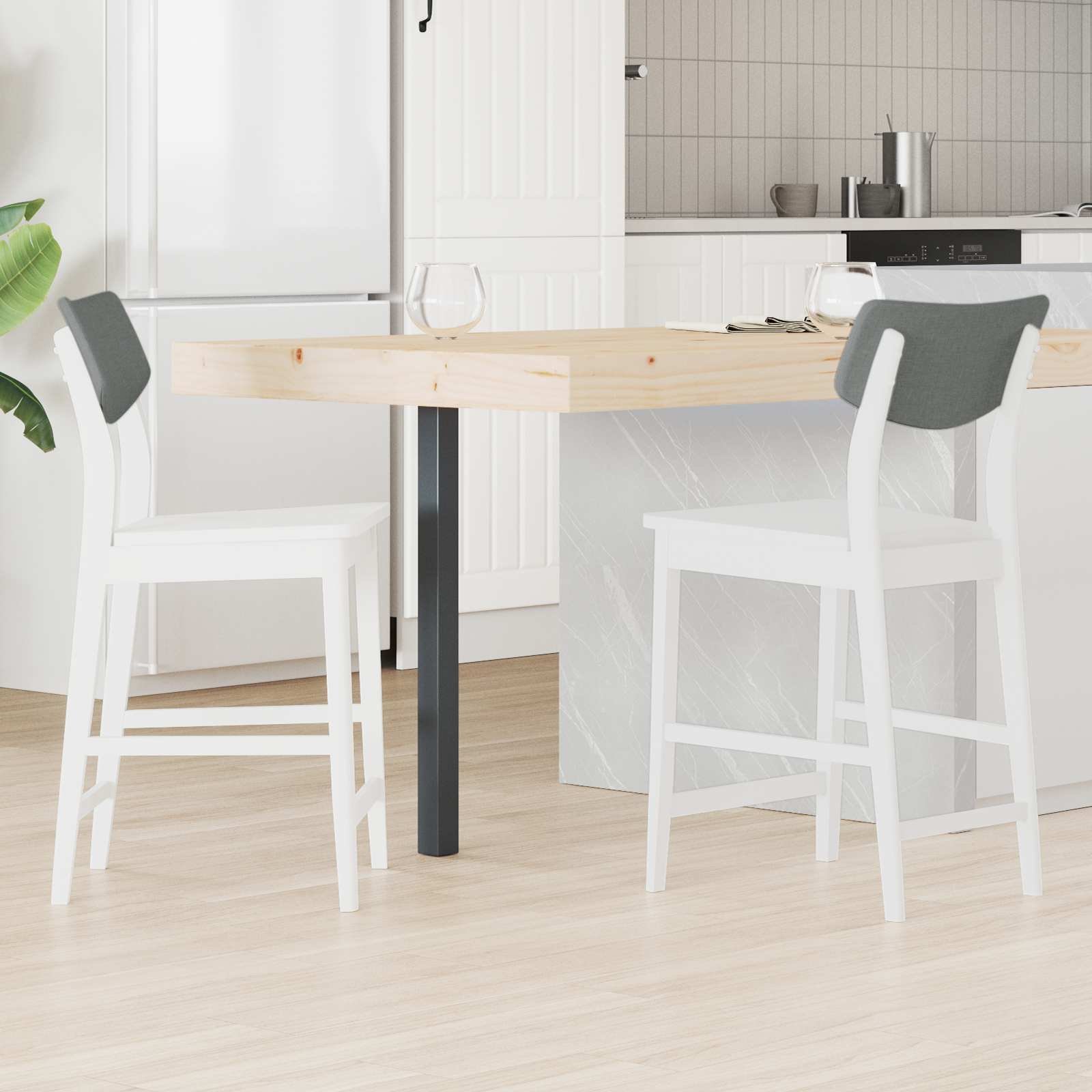 vidaXL Krzesła jadalne 2 pcs Biały 48 x 49 x 95 cm Drewno Gumowe