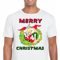 Koszulki męskie - 3368 ŚMIESZNA ŚWIĄTECZNA KOSZULKA LOONEY TUNES KRÓLIK BUGS LOLA MIKOŁAJ L - miniaturka - grafika 1