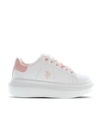 Buty dla dziewczynek - U.S. Polo Assn. Sneakersy w kolorze biało-jasnoróżowym - miniaturka - grafika 1