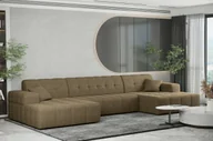 Narożniki - Sofa w kształcie U NIMES narożnik tkanina Neve jasnobrązowy - miniaturka - grafika 1