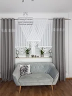 Zasłony - Zasłona na przelotkach zdobiona cyrkoniami- jasnoszara, elegancka zasłona do salonu - miniaturka - grafika 1