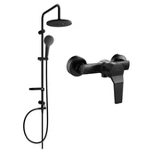 Baterie umywalkowe - Mexen Erik zestaw prysznicowy natynkowy z deszczownicą i baterią prysznicową Caro, czarny - miniaturka - grafika 1