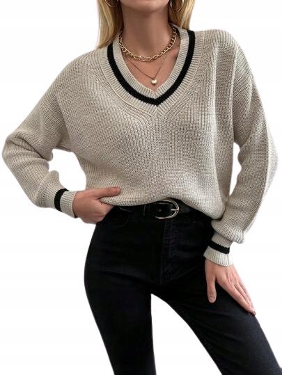 SHEIN DAMSKI SWETER BEŻOWY Z DŁUGIM RĘKAWKIEM one-size ŁUF